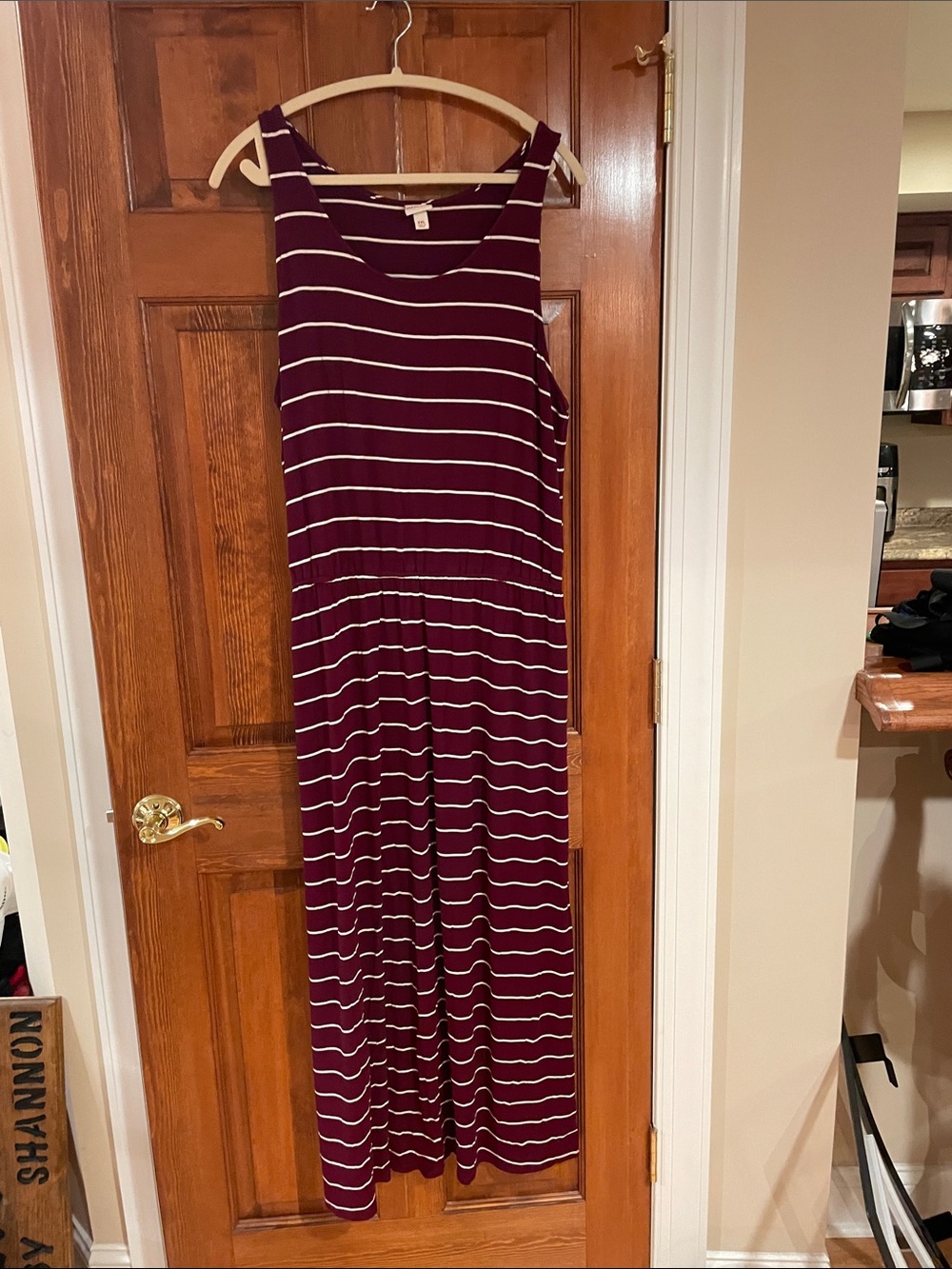 Merona Plum and White Striped Sleeveless Maxi Dress